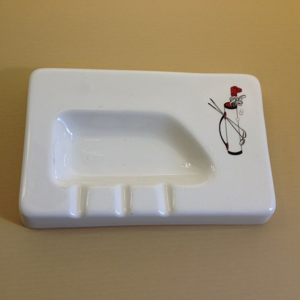 Vintage Holland Mold Large Ceramic Ashtray Golf Club